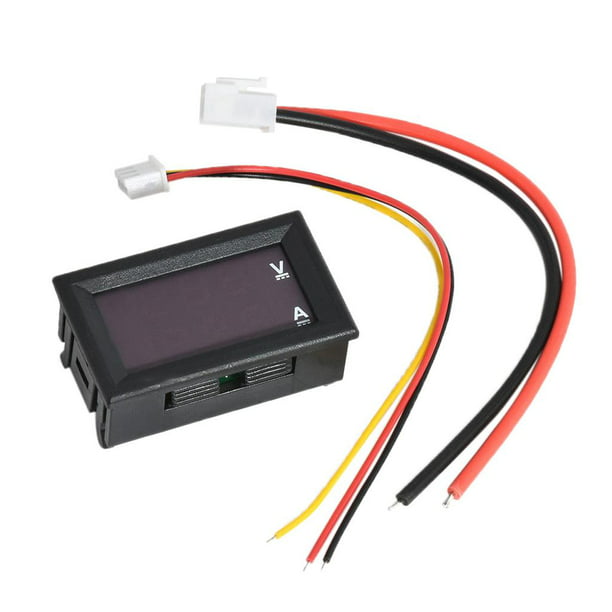 Voltímetro amperímetro digital, medidor de medición de amperaje de voltaje  multímetro con pantalla LED dual DC 0V-100V (50A)