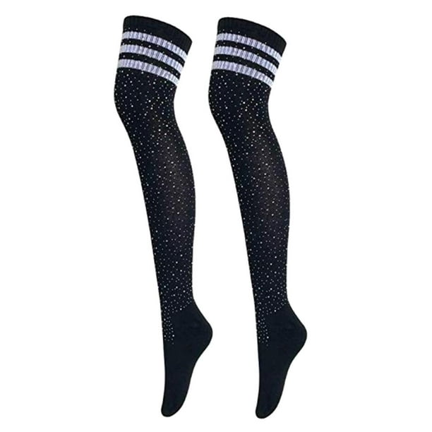 Calcetines largos a rayas para mujer, medias por encima de la rodilla, de  algodón, hasta el