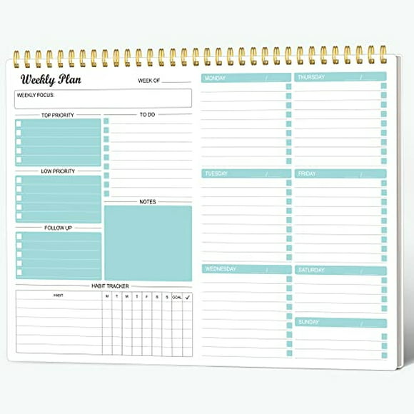 planificador semanal bloc notas objetivos semanales tareas libreta cuaderno planificación calendario regoldenbook