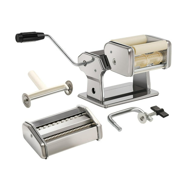 MZTOGR Máquina para hacer pasta, juego de 6 piezas de 5.906 in de acero  para hacer fideos con 9 ajustes de grosor ajustables, incluye accesorio  para
