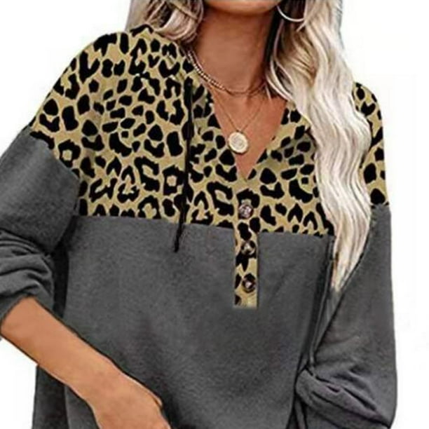 sudadera con capucha mujer con estampado leopardo