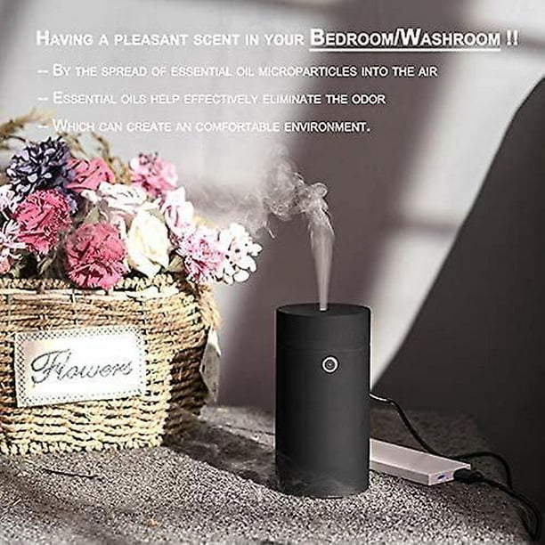 Difusor de coche Humidificador de aromaterapia Difusor de aceite esencial  USB Cool Mist Mini portátil para coche, hogar, oficina, dormitorio (negro