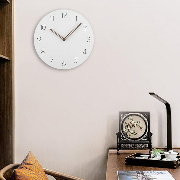 Reloj de pared contemporáneo, funciona con pilas, silencioso, blanco y  negro, 13 pulgadas