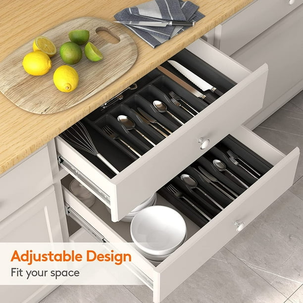 TUNGTAR Bandeja de cajón de cubiertos personalizada, bandeja extensible de  16 pulgadas para cajón de utensilios, organizador de utensilios de cocina