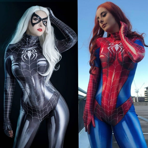 ZHANGMAN Spider-Gwen Body Spiderman Cosplay Costumes Zentai 3D Super Heros  Jumpsuit Hallsuit Halloween Fancy Robe Collants pour Femmes Filles