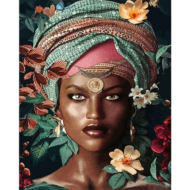 Pintura por números de retrato de mujer africana, lienzo para pintar por  números, decoración de pared