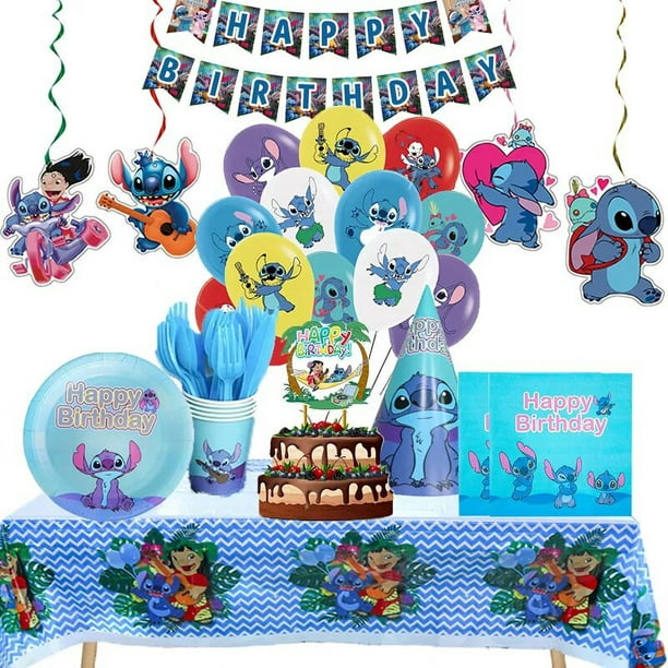 Lilo Stitch Decoracion de Cumpleaños, Platos,Vasos,Cubiertos