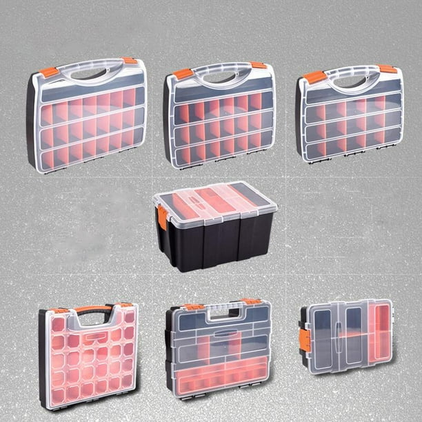 Caja de herramientas portátil de plástico, caja de herramientas pequeña con  bandeja extraíble y caja de acero inoxidable, caja de almacenamiento de