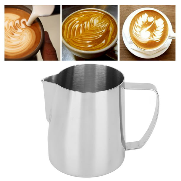  QJZZO 2 jarra de leche pequeña en forma de campana de acero  inoxidable para café espresso, taza de espuma de leche de acero inoxidable,  3.0 fl oz : Hogar y Cocina