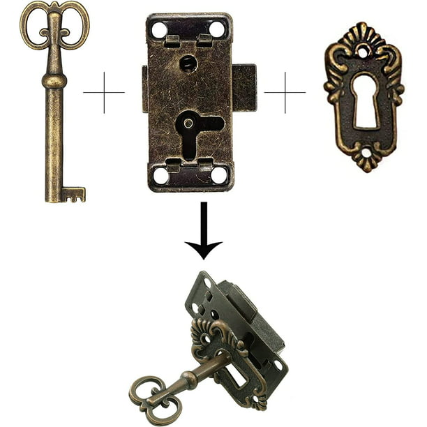 Cerradura para armario con llave antigua mueble cajón puerta derecha