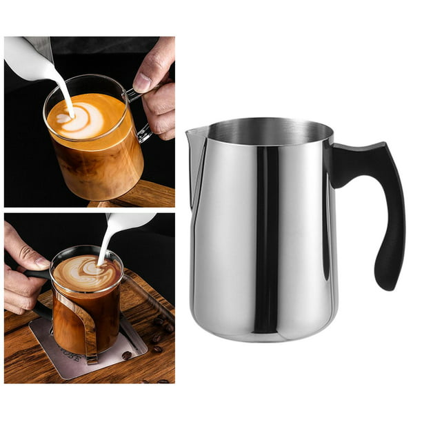Jarra para espumar leche, jarra de herramientas de arte de café de acero  inoxidable, taza para Espresso, Latte Art y espuma para leche, accesorios  par 1000ml Macarena jarra de jarra de café