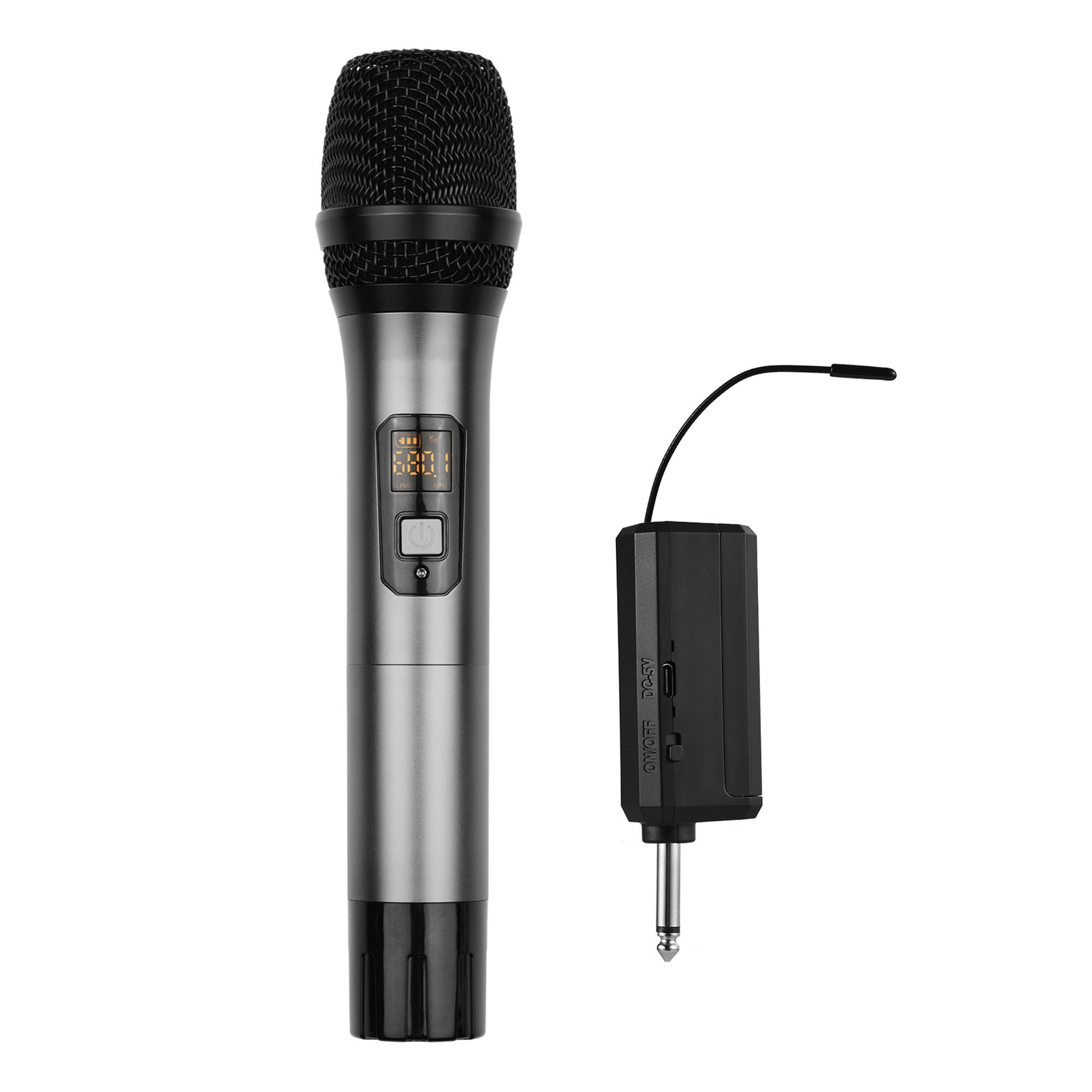 Sistema de micrófono inalámbrico UHF, juego de micrófono inalámbrico de 4  canales con 4 micrófonos de mano de metal, frecuencia fija, largo alcance