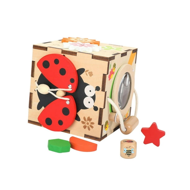 Caja de clasificación de madera, juguetes Montessori para niños pequeños de  1 a 3 años de edad, juegos a juego con formas de color, actividades de