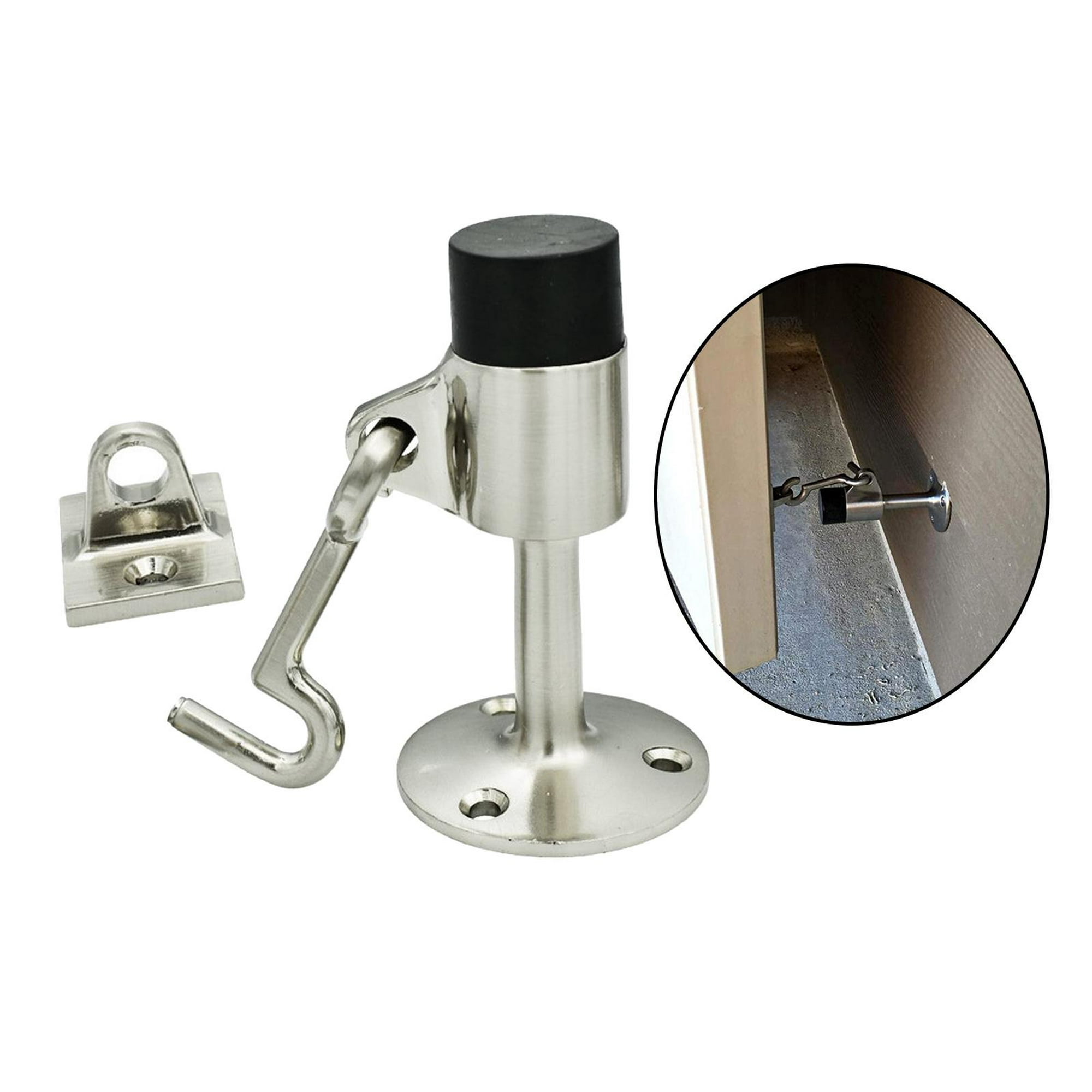  n/a - Topes de puerta de aleación de zinc accionados con pie  ajustable para puerta de bronce para tope de puerta, accesorios de búfer de  puerta (color: plata) : Productos de