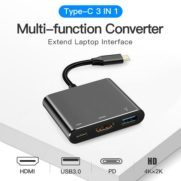 Tipo C a Adaptador 4K HDMI USB 3.0 para Nintendo Switch, Laptop, Teléfono,  Tablet de Likrtyny