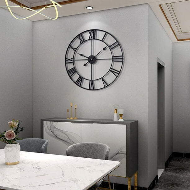 Relojes de pared grandes de Metal creativos para decoración de sala de  estar, con reloj decorativo silencioso para oficina, hogar, comedor, cocina