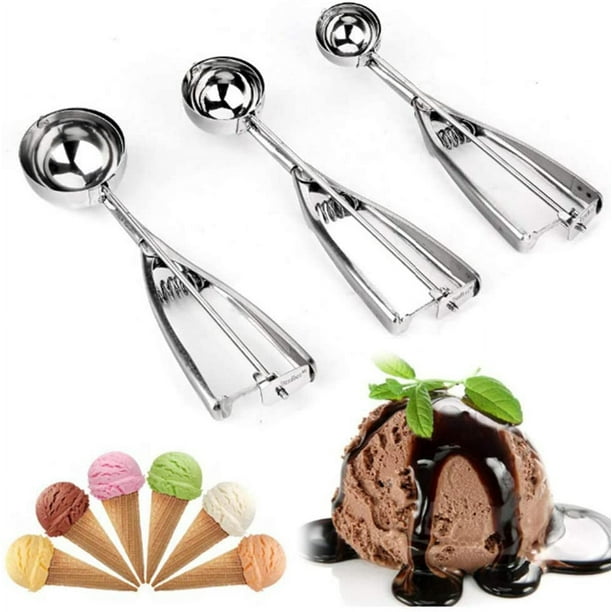 OTVAFAVA Paquete de 2 cucharas para helado, cuchara grande para galletas  con mango ergonómico de agarre suave, cuchara multifuncional resistente  para