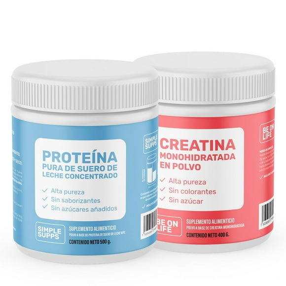 set suplemento alimenticio simplesupps set proteína 500g  creatina 400g alto rendimiento y energía simplesupps cretina  proteína