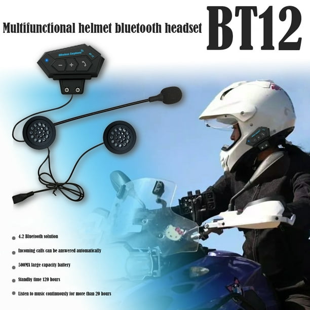 Auriculares inalámbricos para casco de Moto, manos libres con Bluetooth,  cancelación de ruido, T2, Bt V4.2, intercomunicador manos libres con  micrófono para motocicleta - AliExpress