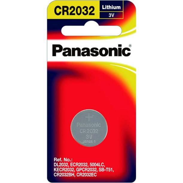 Un paquete (1) (2 pilas) Panasonic CR2032 pila botón de Litio 3V, embalaje  blíster