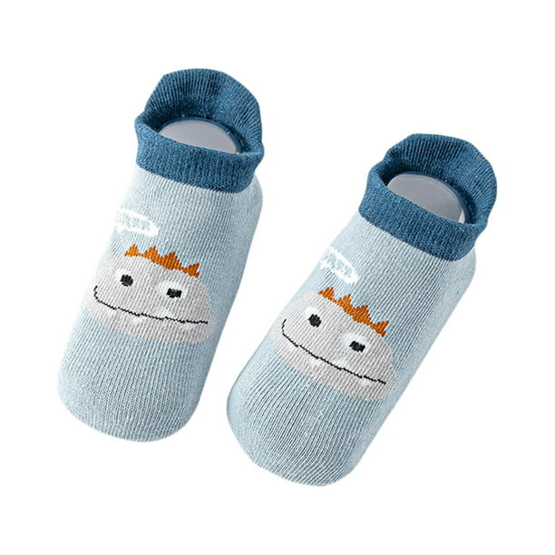 Calcetines antideslizantes para bebés y niños pequeños con agarres,  calcetines de algodón para bebé/bebé, pantuflas adhesivas para niños, 12  pares