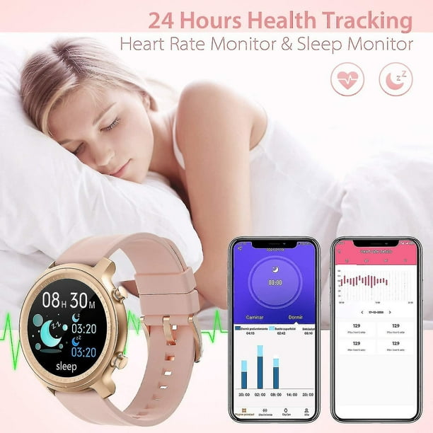 Reloj inteligente para teléfonos, rastreador de actividad física con hacer/ responder llamadas, reloj inteligente con monitor de ritmo cardíaco durante  el sueño, seguimiento de actividad, para hombres