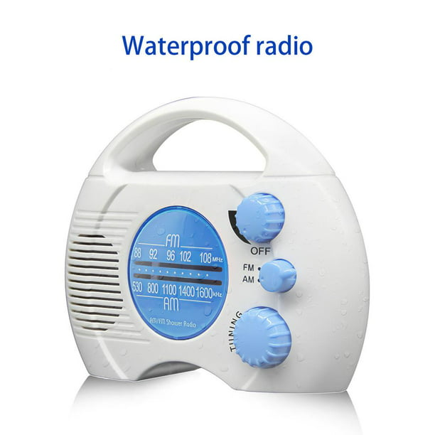 Radio de bolsillo portátil AM FM, radio de ducha impermeable