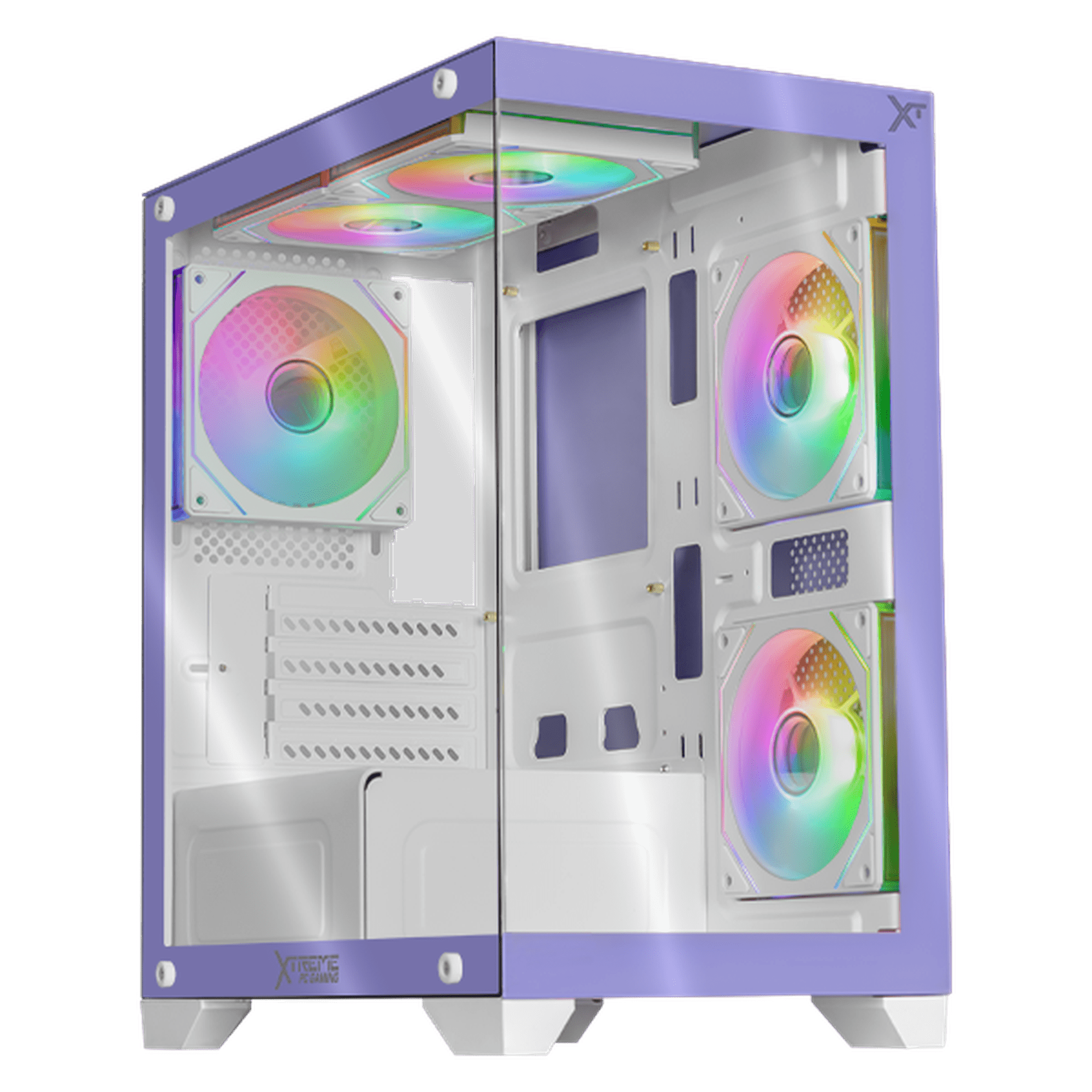 Gabinete xtreme pc gaming crystal hive mini torre 5 fan argb hub lila cxt3600lc