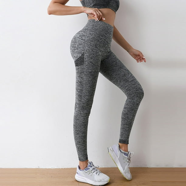 Gibobby Yoga pants mujer Moda para mujer, ejercicio, melocotón, cadera,  pantalones de fitness, levantamiento de cadera, pantalones de yoga, medias  i(Gris,CH)