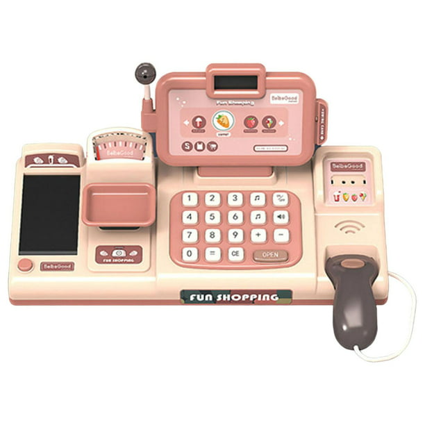 Juguete de caja registradora rosa de simulación – Aprende y juega comprando  juguetes para niños con micrófono electrónico, escáner, calculadora