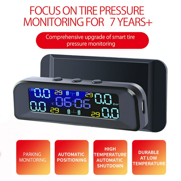 Sistema de monitor de presión de neumáticos solar Reloj despertador de  presión de neumátic Irfora Monitor de presión de neumáticos