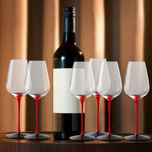 copa de vino 6 Copas De Vino, Copas De Cristalería, Copas De Degustación  Para Aniversario, Borgoña, Hogar, Tallo Rojo tallo rojo Magideal copa de  vino