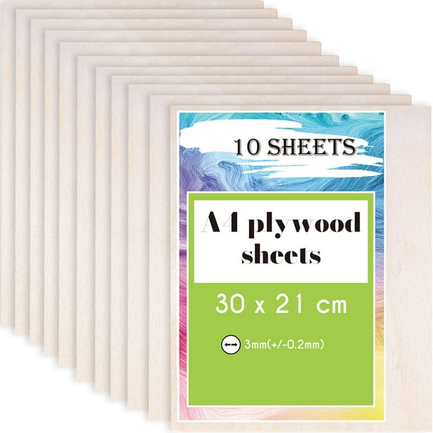 10 hojas de madera contrachapada A4 de 3 mm de espesor (+/- 0,2 mm) de  madera contrachapada de tilo para corte y grabado láser
