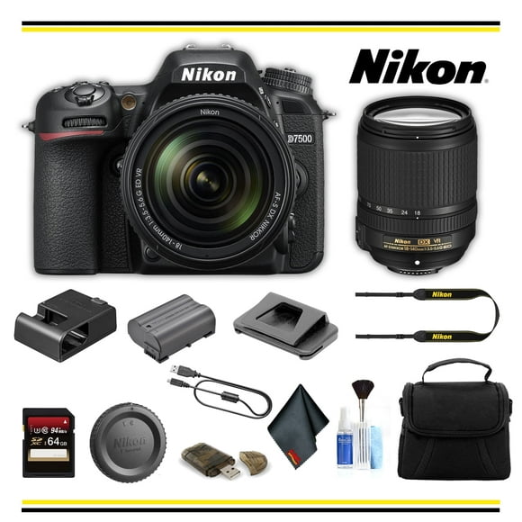 cámara nikon d7500 dslr con paquete básico de lentes de 18140 mm  modelo internacional nikon 1582