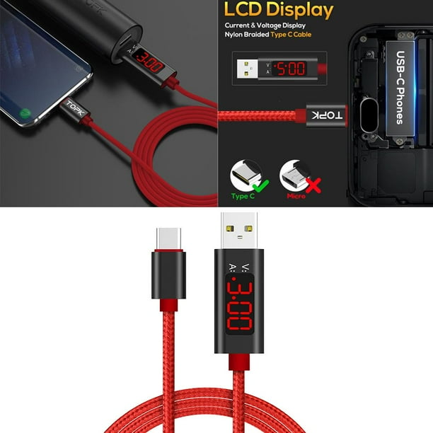 Cable USB-C/USB-C LED de 3M/10ft | Carga de alta velocidad + Sincronización