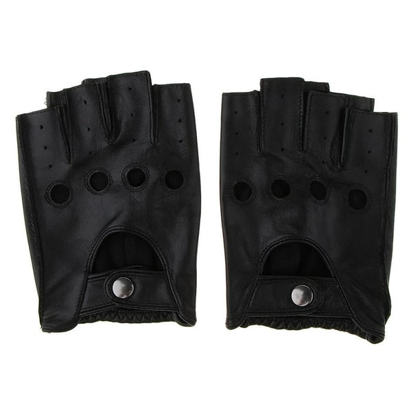 Guantes de cuero sin dedos para hombres, guantes sin dedos, guantes de  conducción negros, medio guantes de invierno, pantalla táctil, guantes de  media palma, corte de dedo -  México