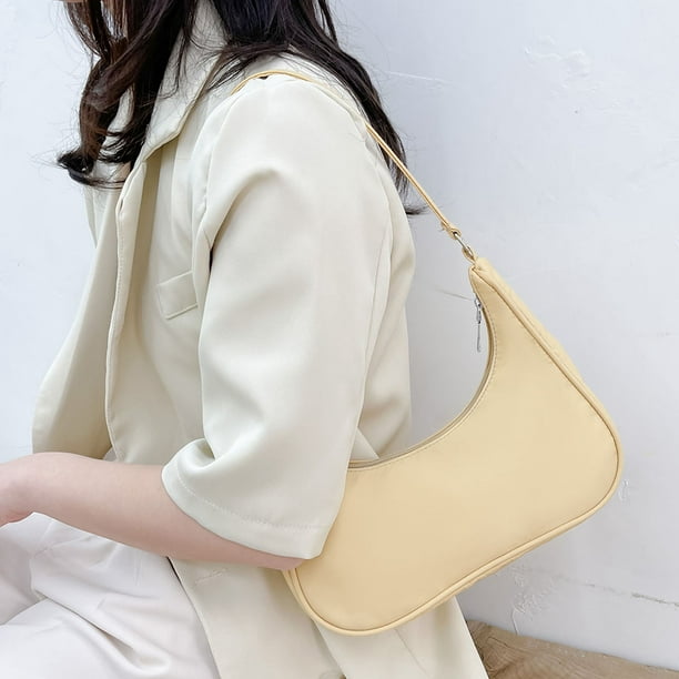 Bolsa Moda mujer color puro bajo el brazo hobos bolsas bolso de mano con  asa superior (beige) JShteea Para Estrenar