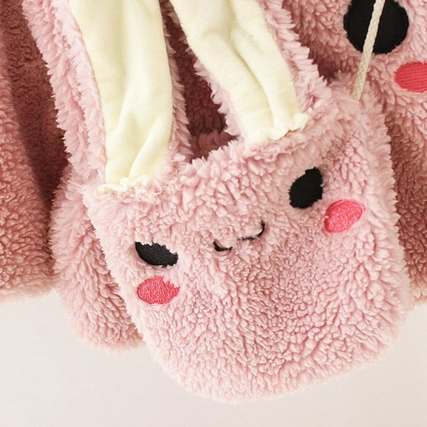 Capa de baño con capucha bordado animales bebé - rosa medio liso