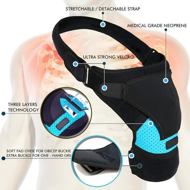  Corsé de doble correa de apoyo para hombro con envoltura  protectora de neopreno, H&PC 01986, L, Negro, 1 : Salud y Hogar