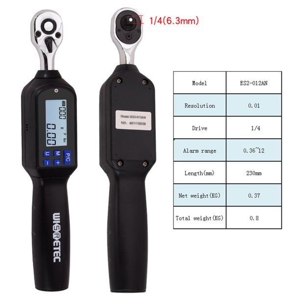 ES2-012AN Pantalla grande de llave dinamométrica digital portátil de mano  de 1/4 pulgadas