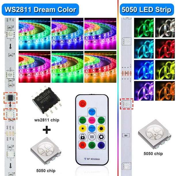 5M Tiras de luz LED, IP20 no impermeables de 12 V, cinta adhesiva azul para  iluminación para el armario de cocina del hogar : : Iluminación