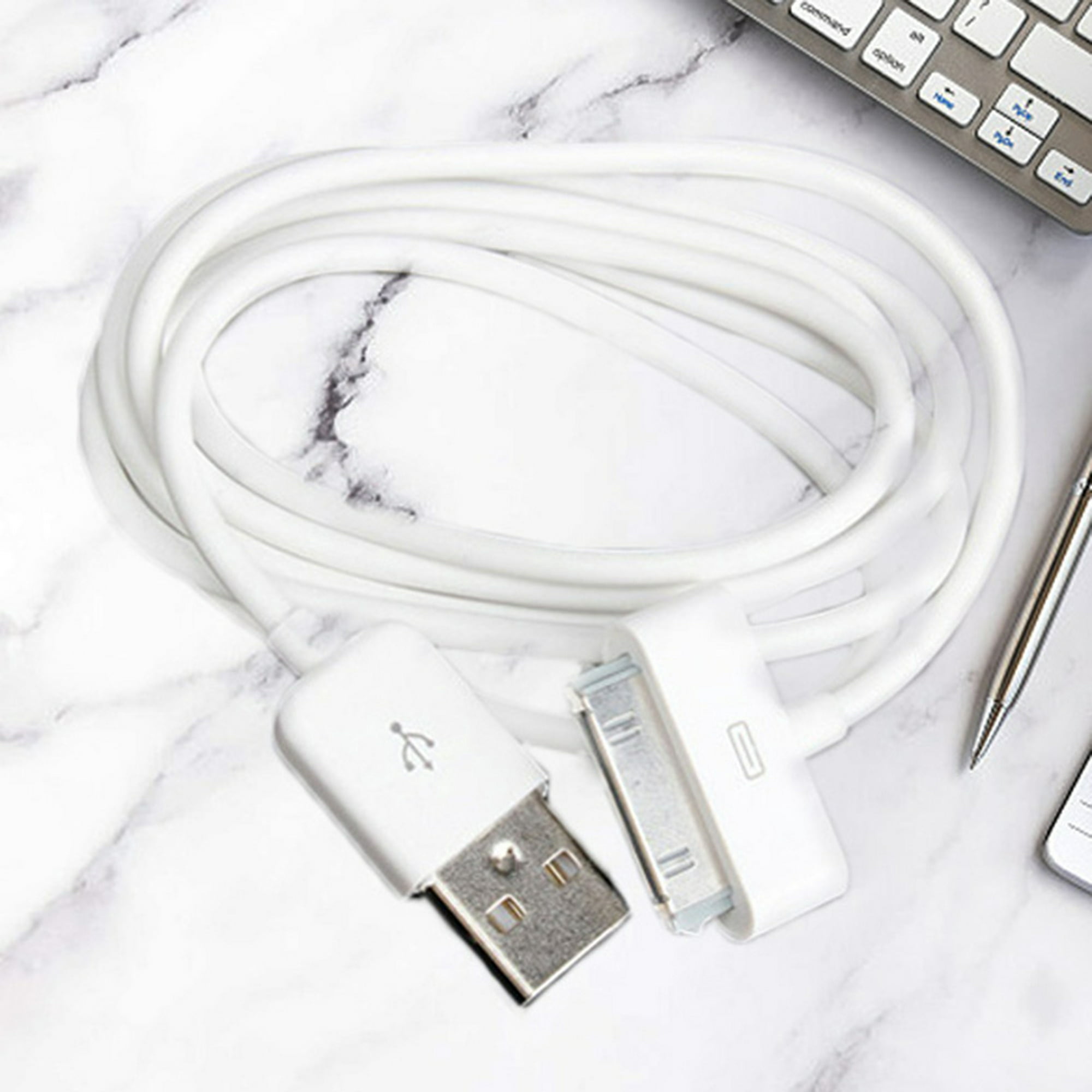 Cable de sincronización de datos de cargador USB blanco de 4 pies para  Apple iPhone 4, 4s, 3G, 3GS, 2G, iPod, iPod touch, iPod Nano