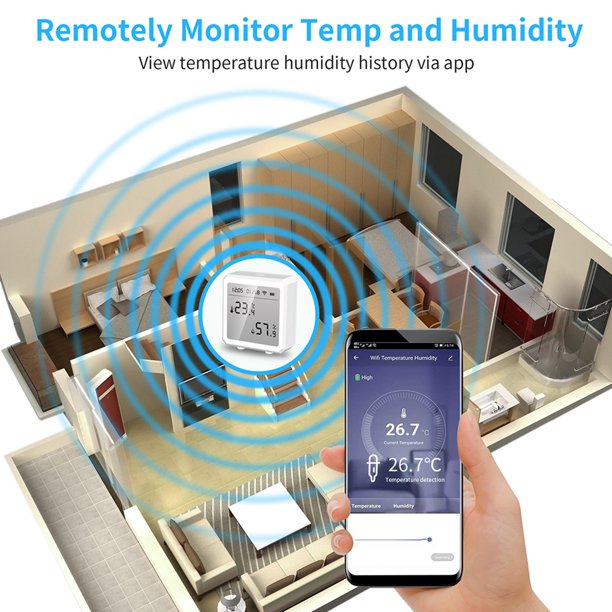 Smart home wifi sensor inalámbrico de temperatura humedad lcd