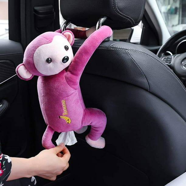 Caja de pañuelos creativa adorable rosa, modelo mono, ideal para guardar  pañuelos, papel, caja de almacenamiento para coche JM JM