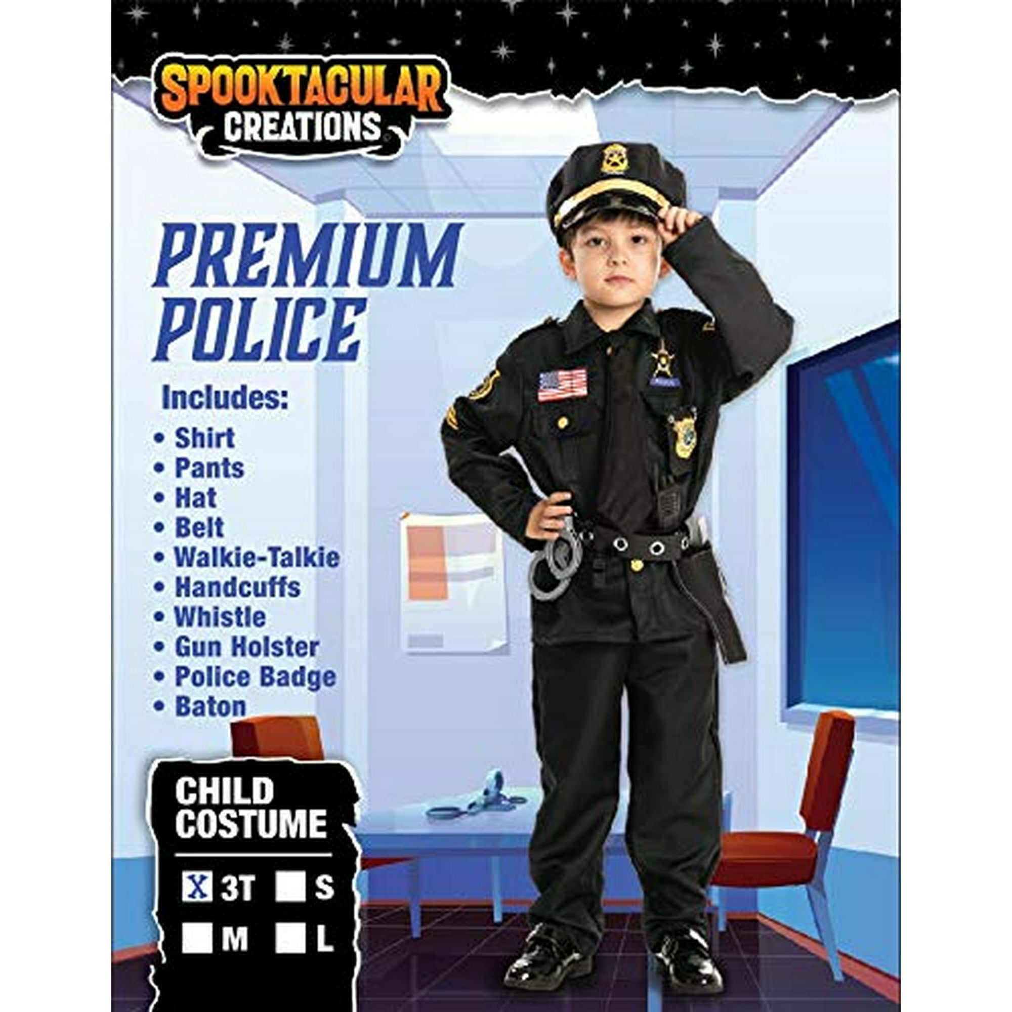 Spooktacular Creations Disfraz de policía para niños (niños) en estilo  oscuro premium para eventos temáticos de policía, fiestas y más