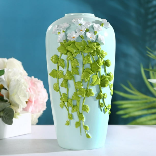 Florero de resina elegante para flores secas, jarrones decorativos,  contenedor de accesorios, maceta, hecha en 3D para decoración del h 11x19cm  Macarena Jarrón de resina