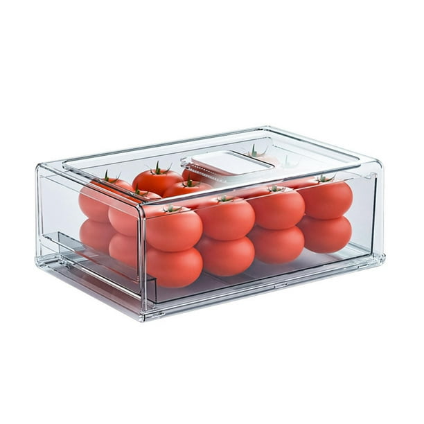 nevera Organizador , 1 pieza refrigerador Organizador , nevera  Organizadores con almacenamiento transparente con asa & Tapa , fruta  Contenedores para