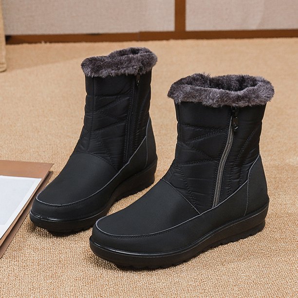 Botas de nieve de felpa para mujer botines de felpa de piel sint tica talla 35 40 botas de invierno para mujer Hugtrwg