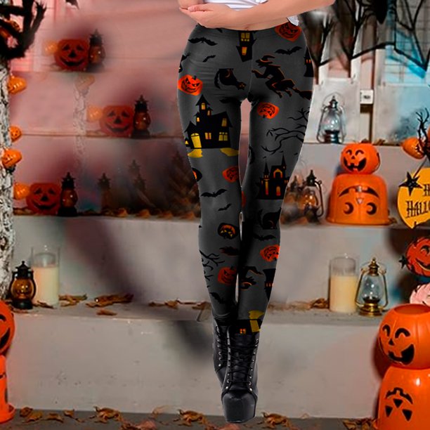 Leggings estampados para mujer, Leggings de Halloween, disfraz de  Halloween, pantalones elásticos divertidos para correr, mallas, pantalones  de entrenamiento