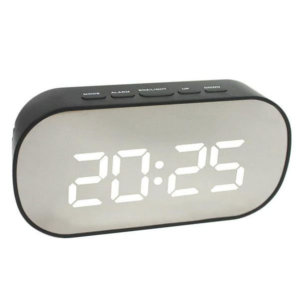 Reloj despertador digital Superficie de espejo LED Reloj electrónico con  repetición para dormitorio Negro Zulema reloj despertador digital